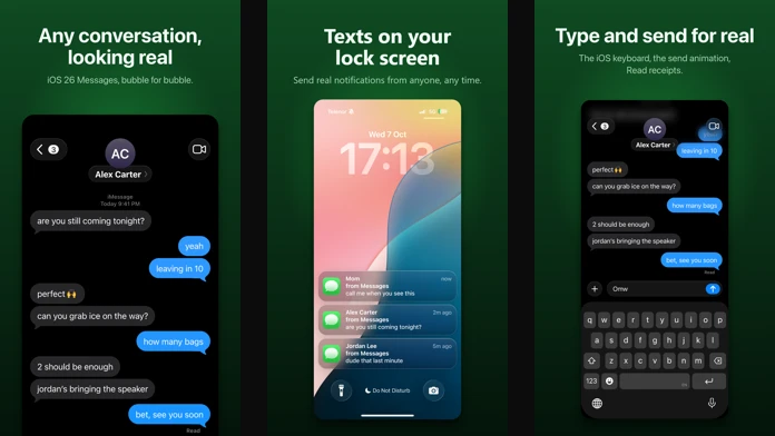 iMessage Simulator screenshots